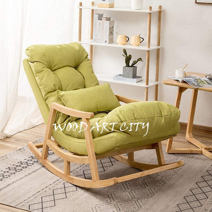 Teakwood Rocking Lounge Chair Relaxing Seat for Adult with Armrest