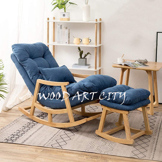Teakwood Rocking Lounge Chair Relaxing Seat for Adult with Armrest