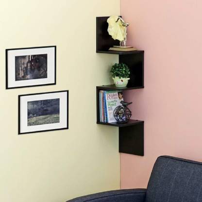 Corner Wall Shelves For Living Room And Home Decor Wooden Shelf Number Of 3 Black Wood Art City - Wooden Corner Wall Shelves Living Room